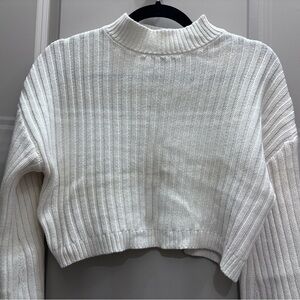 Forever 21 Cream Ribbed Turtleneck Sweater